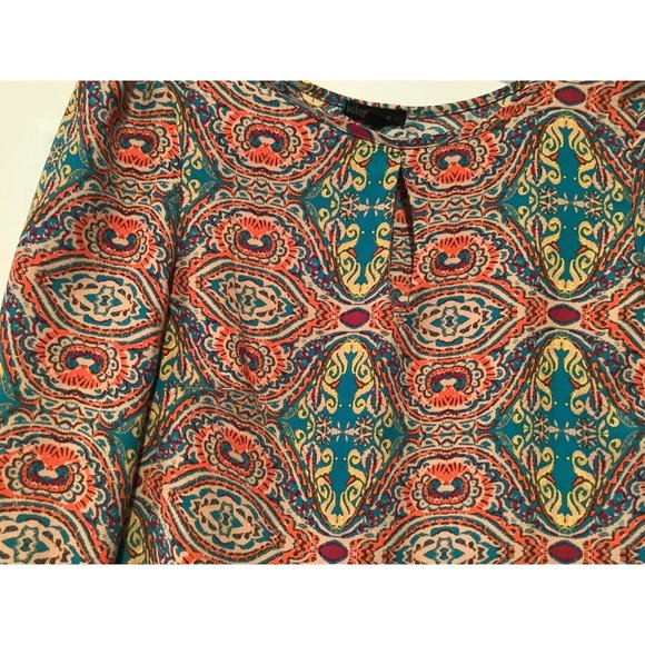 Beboy Teal and Orange Geometric Dress Lightweight Soft Comfortable Dress Small - Picture 3 of 7